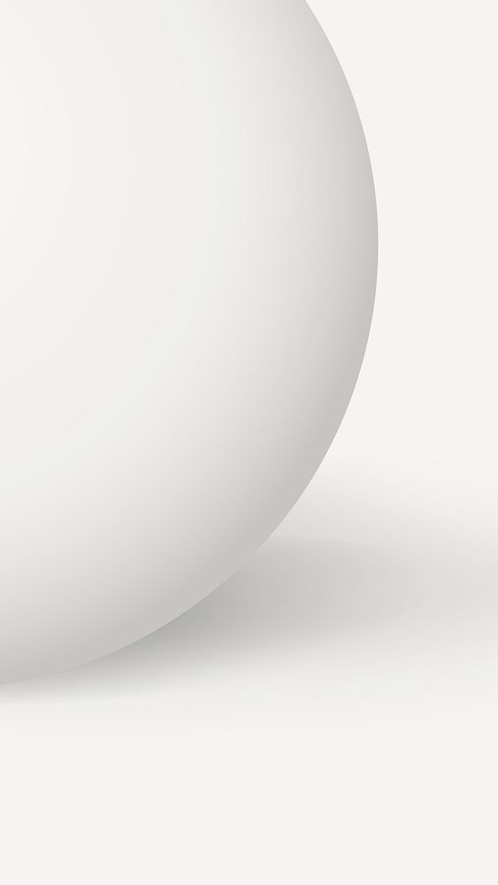 3D sphere phone wallpaper, white minimal geometric shape