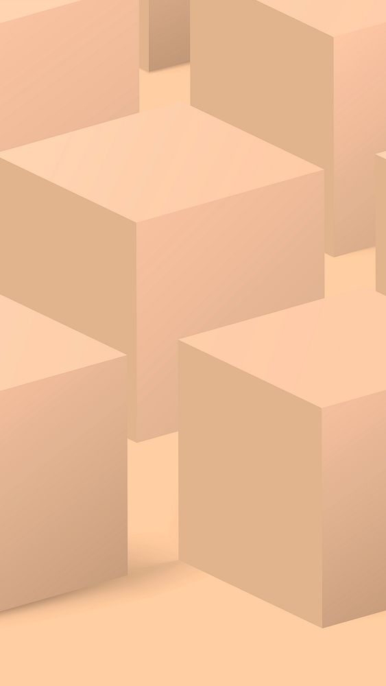 Cream cube pattern iPhone wallpaper, 3D geometric shape