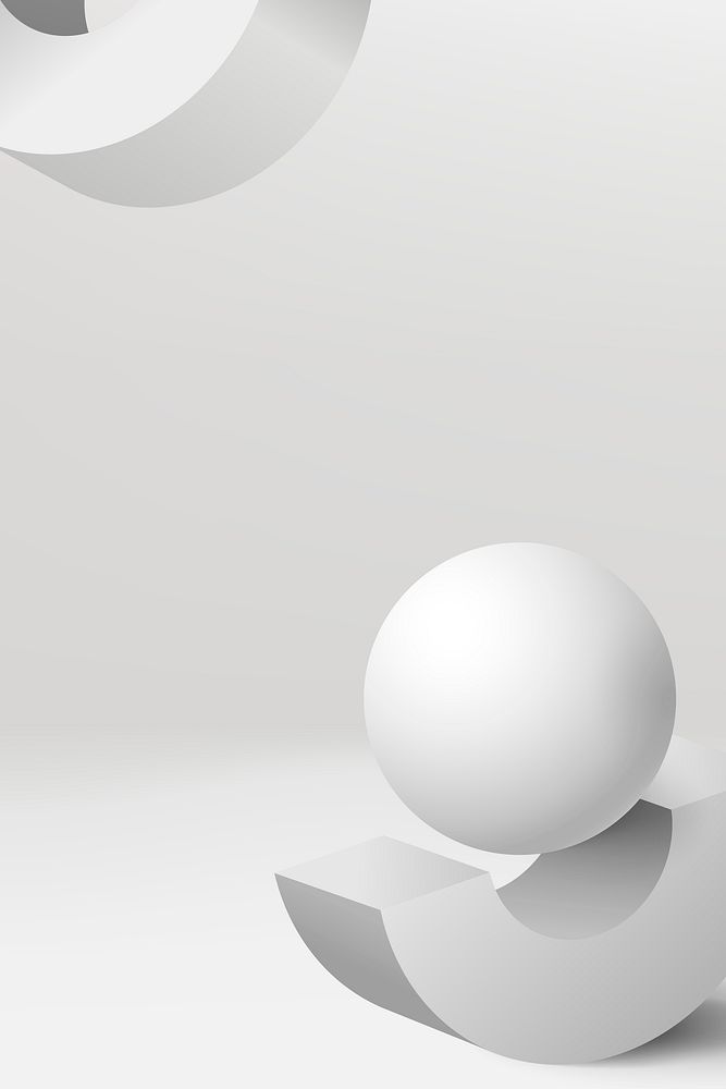 Geometric minimal background, 3D rendered shape in white psd