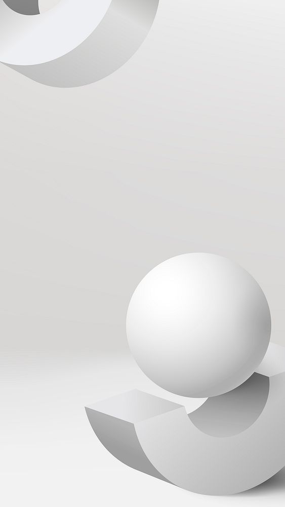 White minimal iPhone wallpaper, 3D geometric shape