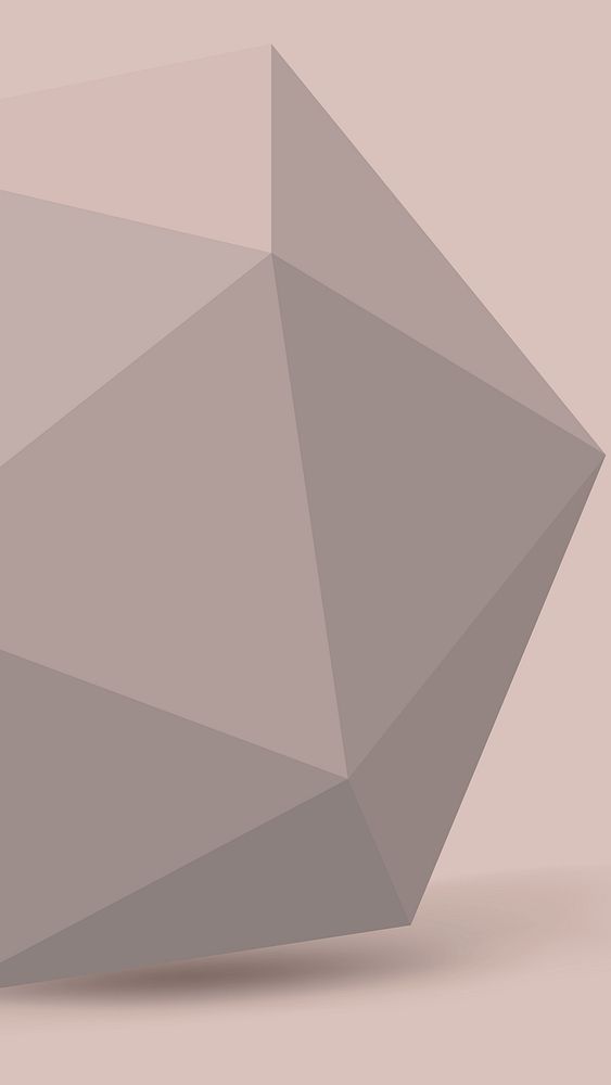 Greige prism phone wallpaper, 3D geometric shape vector
