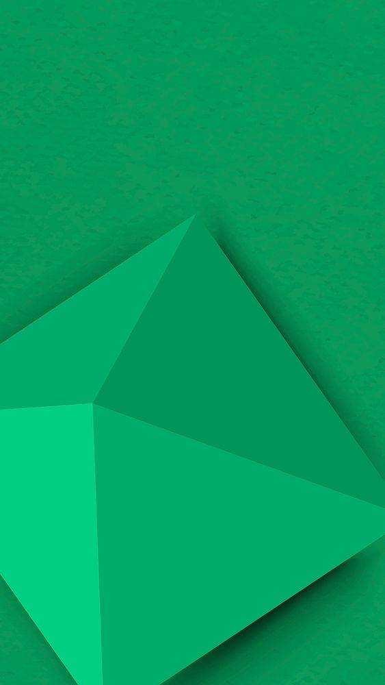 Green 3D pyramid iPhone wallpaper, geometric shape vector