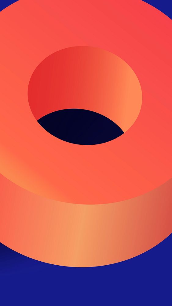 Abstract modern phone wallpaper, orange geometric ring shape in 3D vector