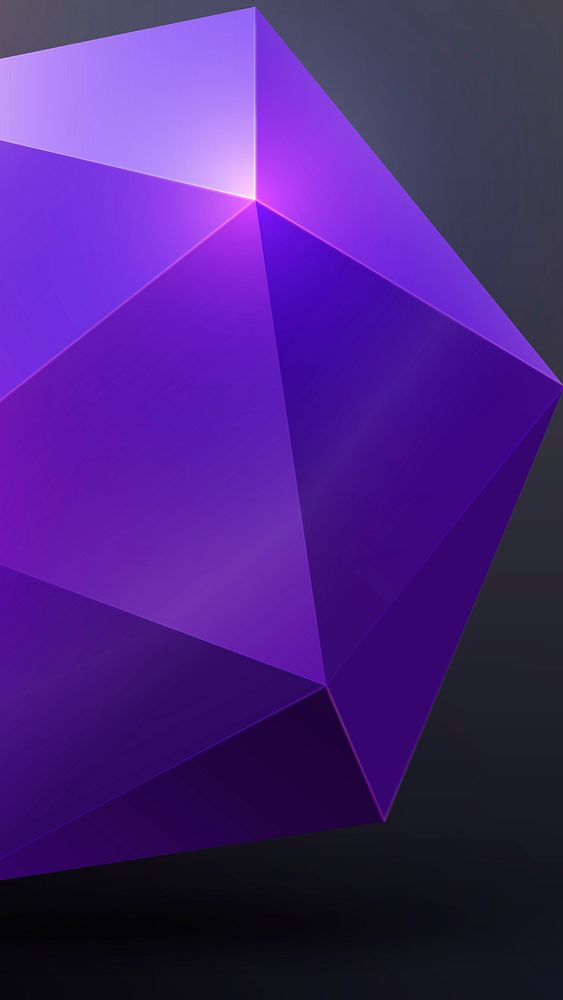 Purple 3D prism iPhone wallpaper, shiny rendered shape