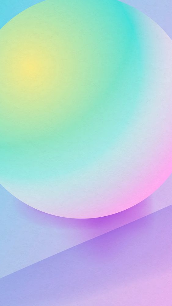 3D holographic pastel iPhone wallpaper, rainbow sphere vector