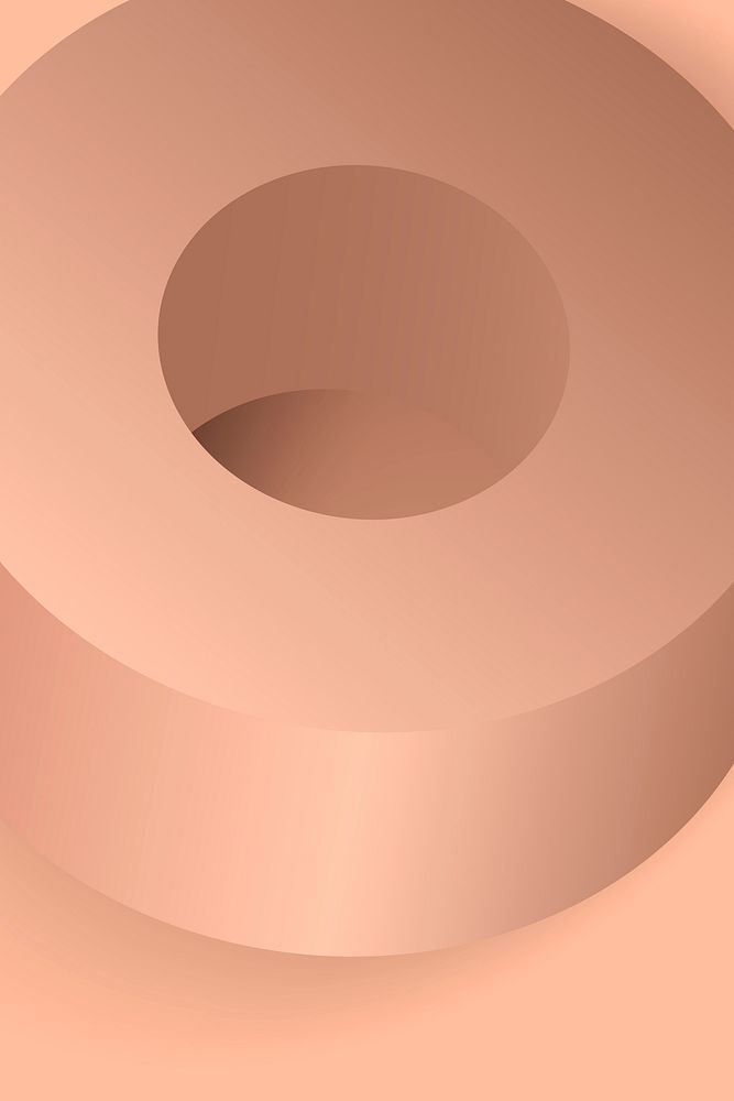 Copper aesthetic background, geometric ring shape in 3D vector