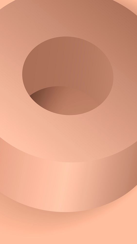 Copper aesthetic phone wallpaper, geometric ring shape in 3D vector