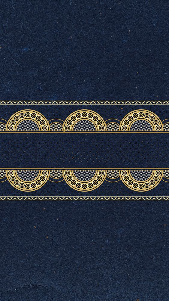 Gold lace mobile wallpaper, navy blue floral border