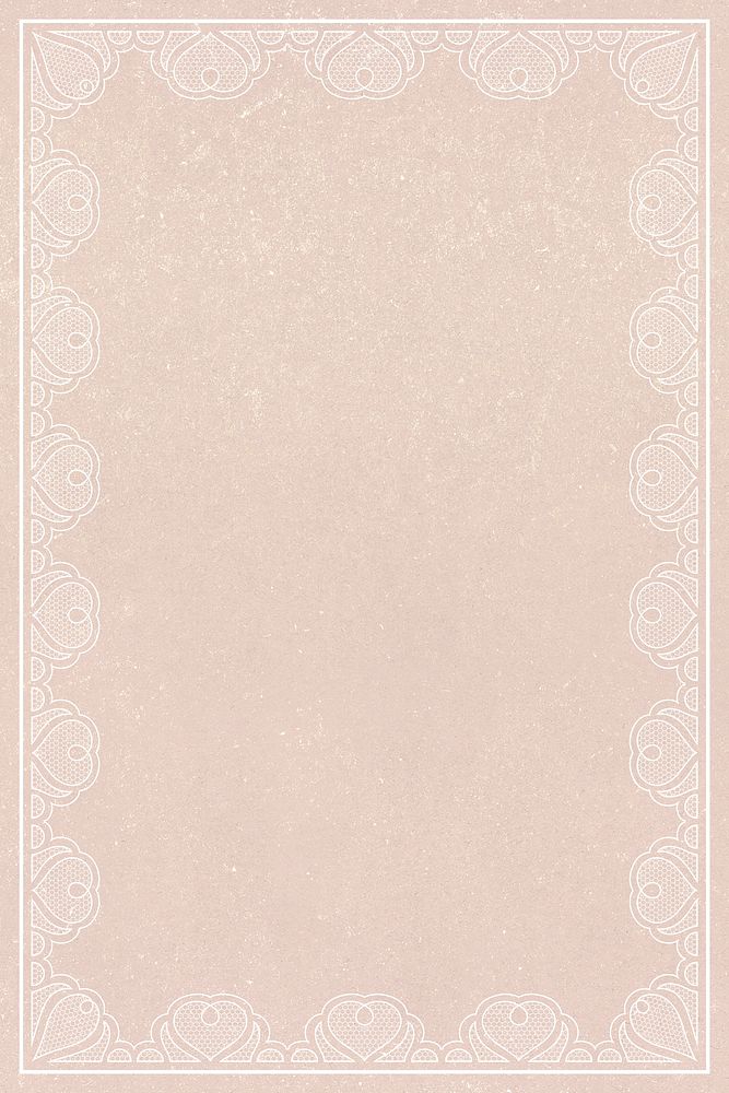 Heart lace frame, circle shape on beige background psd