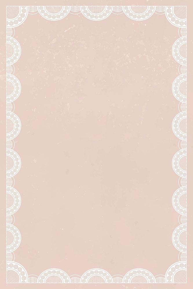 Lace crochet frame background, beige feminine design vector