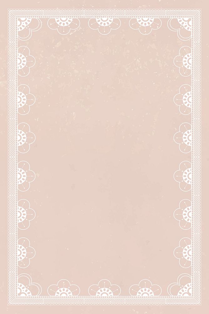 Lace frame background, pink blue floral vintage design vector