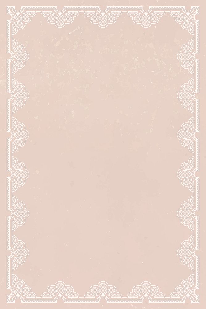 Beige frame background, classic lace floral design vector