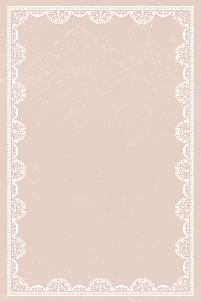 Vintage lace frame background, pink crochet design vector