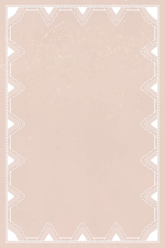 Lace crochet frame background, beige feminine design vector