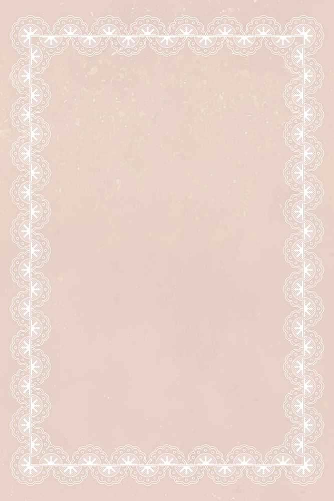 Floral lace frame background, beige crochet design vector