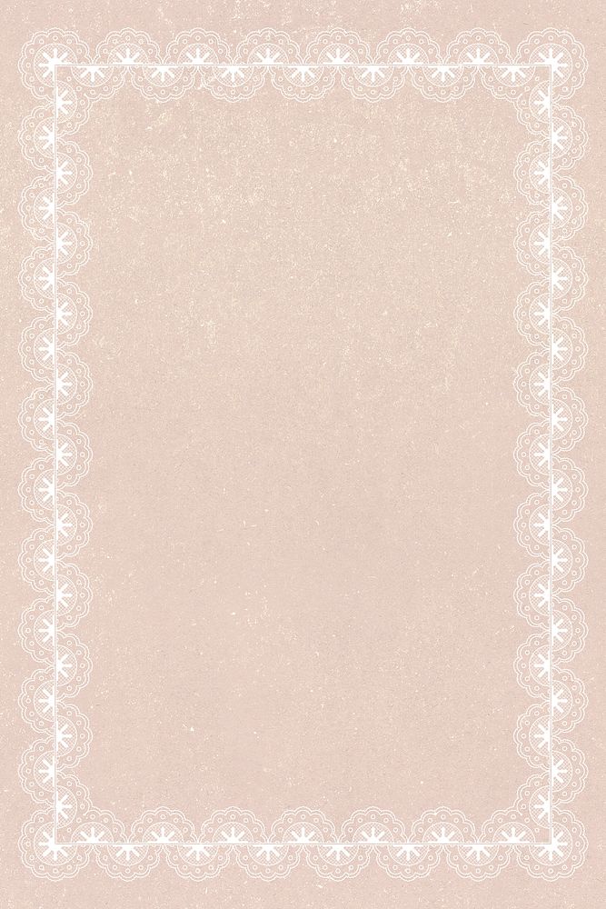 Floral lace frame background, beige crochet design psd