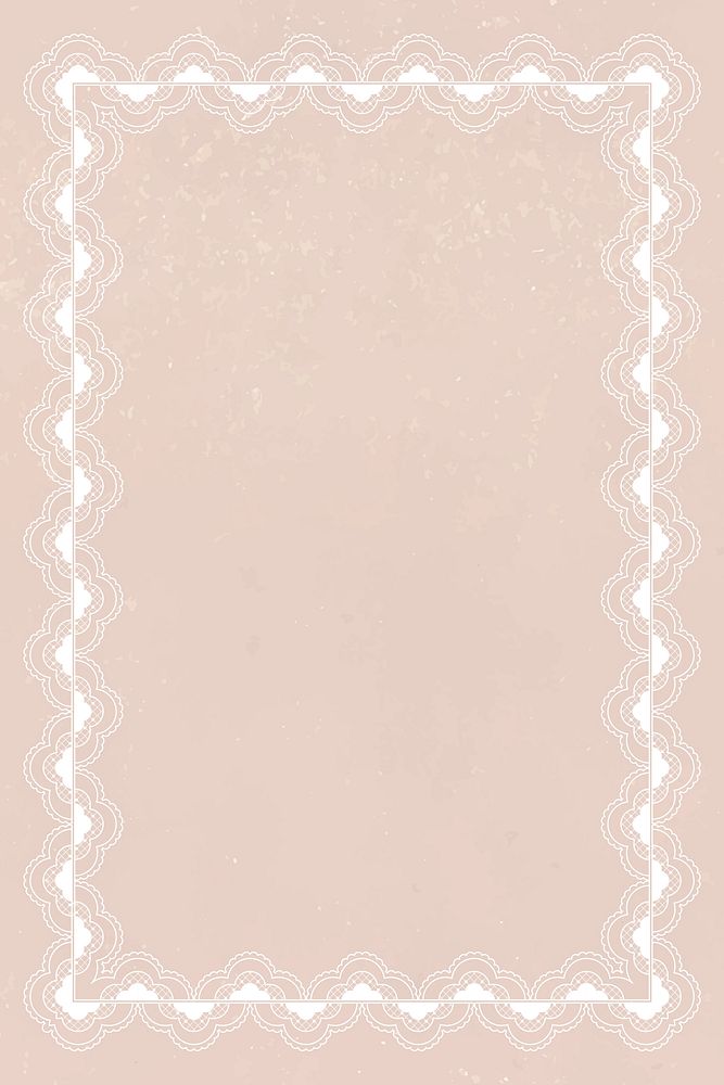 Vintage lace frame background, beige crochet design vector