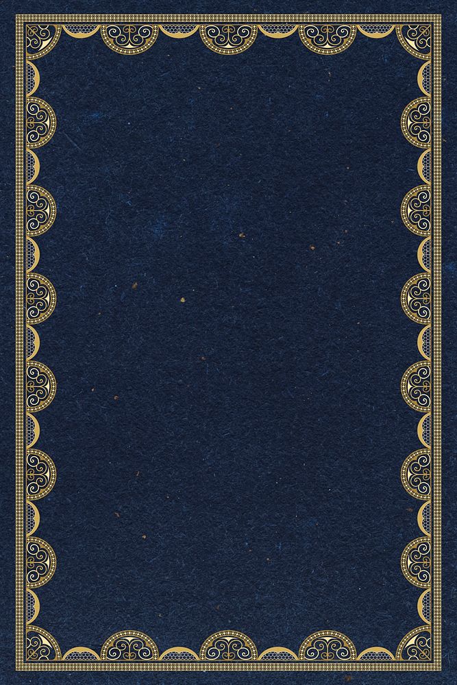 Elegant lace frame background, navy blue crochet design