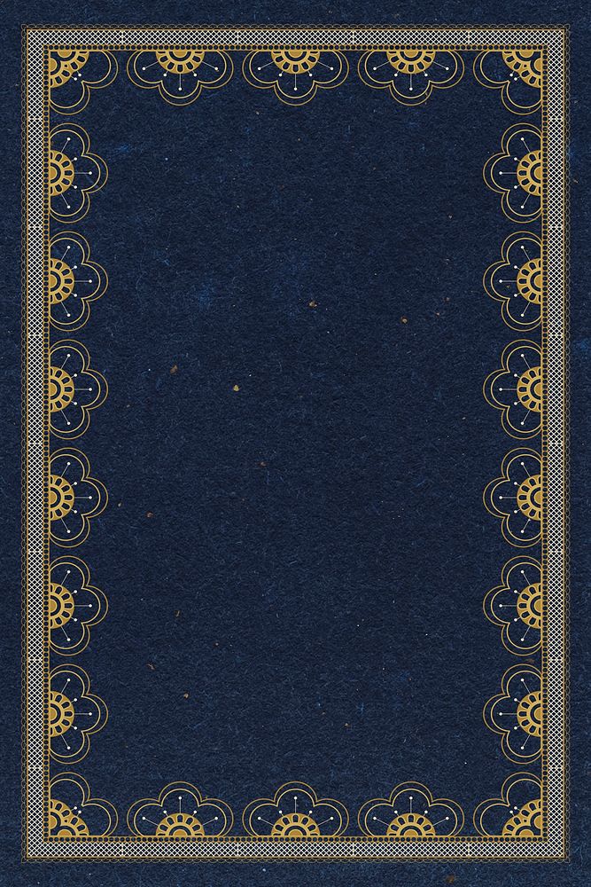 Lace crochet frame background, floral blue design