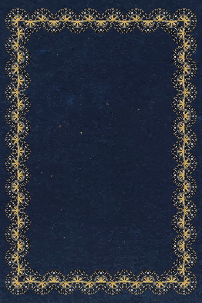 Blue frame background, classic floral lace design vector