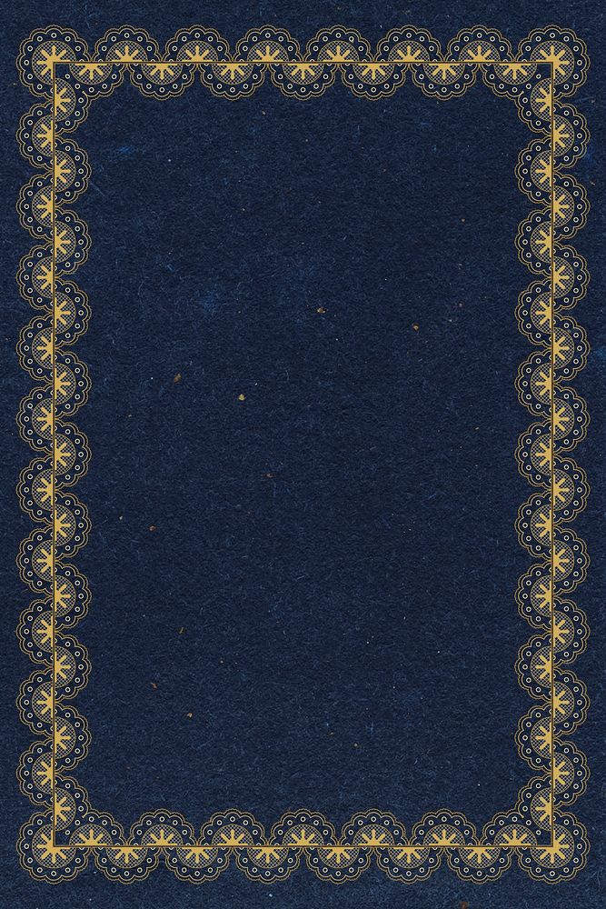 Lace frame background, blue vintage fabric design psd