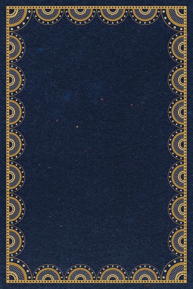 Elegant lace frame background, navy blue crochet design psd