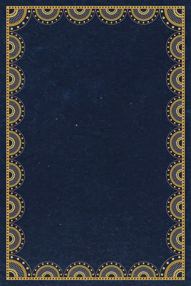 Lace frame background, dark blue vintage fabric design vector