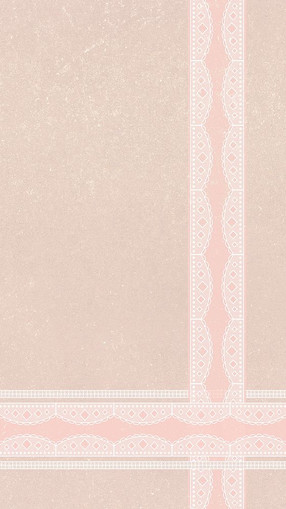 Lace border mobile wallpaper, vintage nude pink