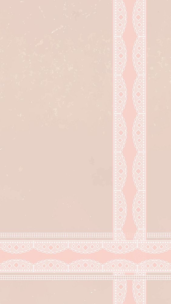 Lace border phone wallpaper, vintage nude pink vector