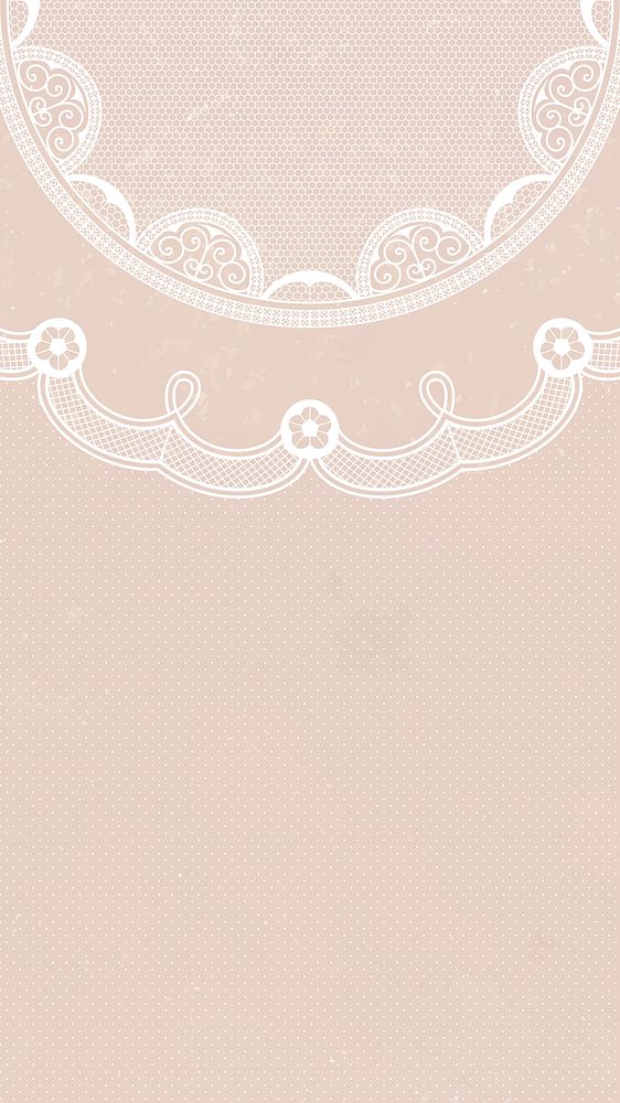 Pink lace phone wallpaper, classic feminine border design vector