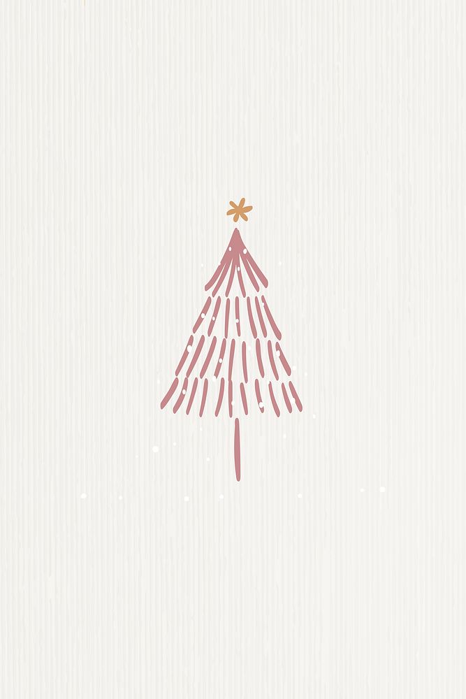Christmas tree background, beige winter doodle
