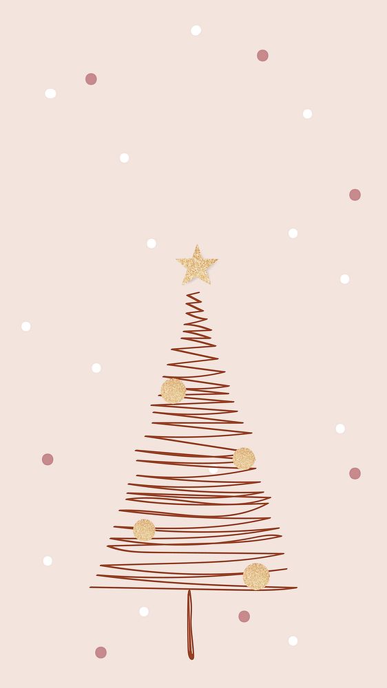 Pink Christmas iPhone wallpaper, aesthetic winter doodle