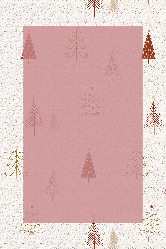 Doodle Christmas background, cute frame in red, festive design vector