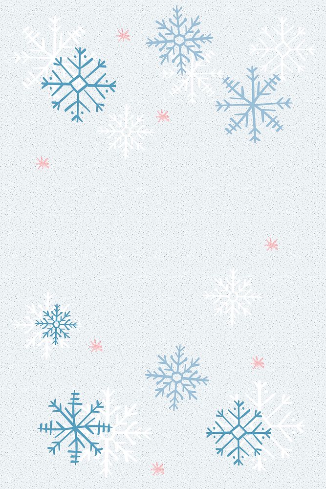 Blue snowflake background, Christmas winter doodle vector