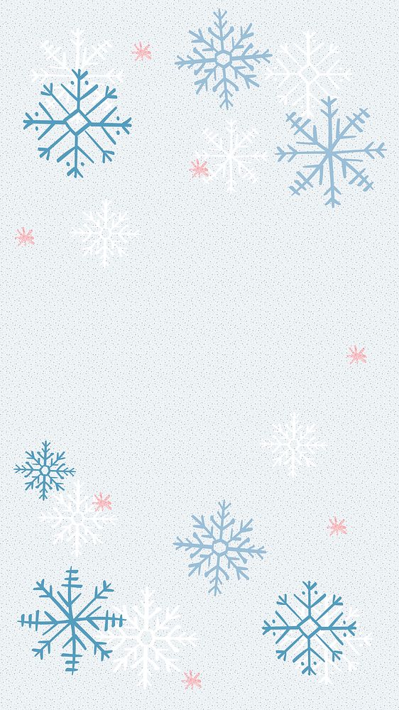 Blue snowflakes winter phone wallpaper, Christmas doodle background