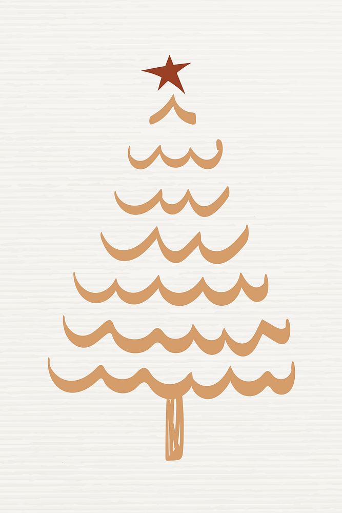 Gold Christmas tree element, creative doodle hand drawn, festive design