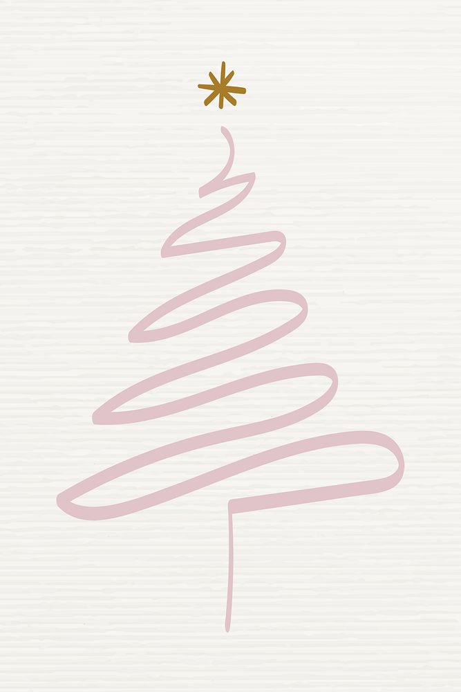 Christmas tree sticker, cute doodle illustration in pink vector