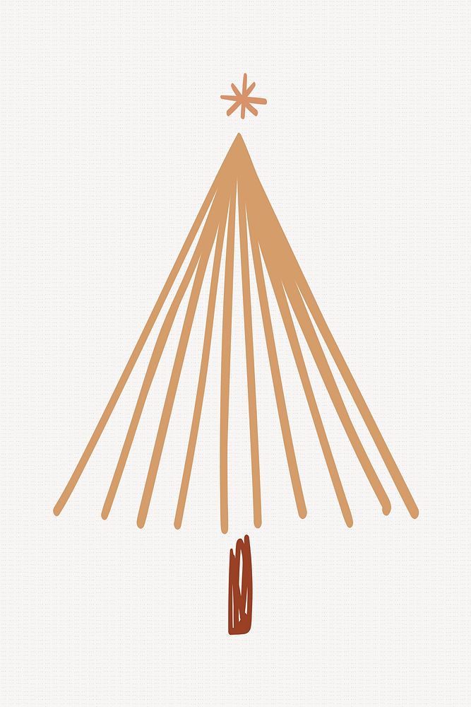 Gold Christmas tree element, creative doodle hand drawn, festive design