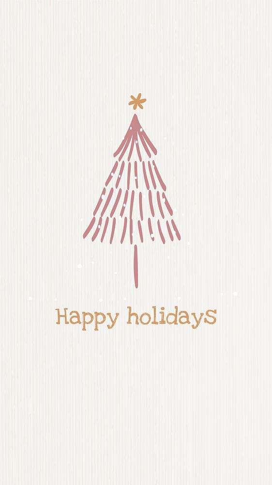 Happy holidays Instagram story template, Christmas tree doodle in red vector