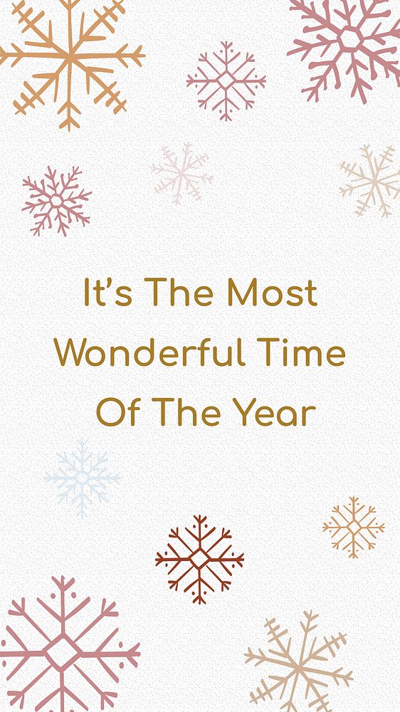 Christmas Instagram story template, winter snowflake doodle with greeting message vector