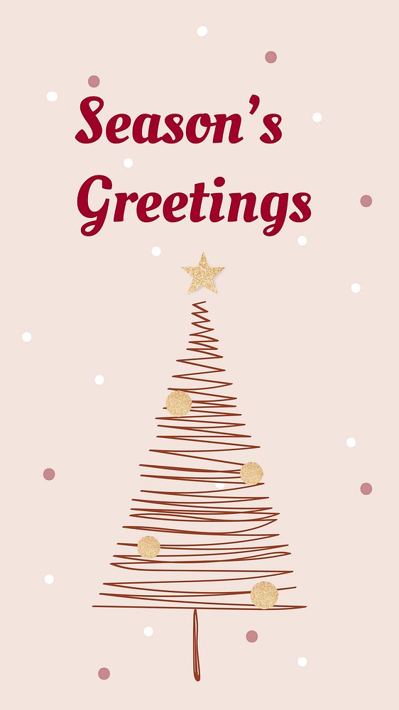 Season&rsquo;s greeting Instagram story template, cute Christmas greeting with trees doodle vector