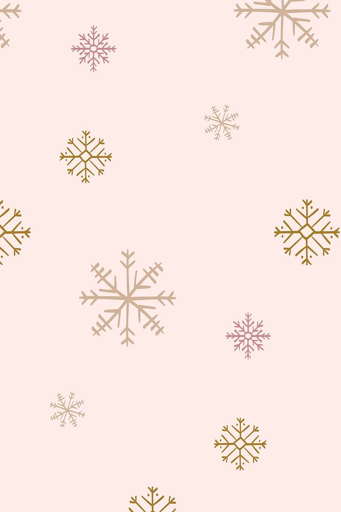 Snowflakes pattern background, Christmas doodle in pink vector
