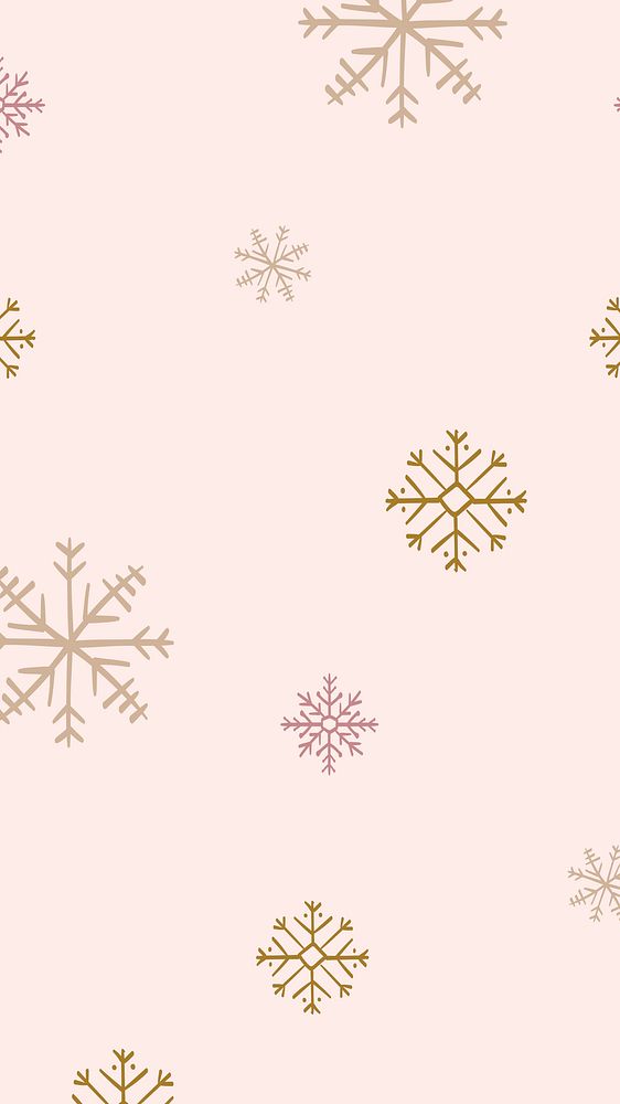 Winter snowflake iPhone wallpaper, Christmas pattern in cute pink design vector