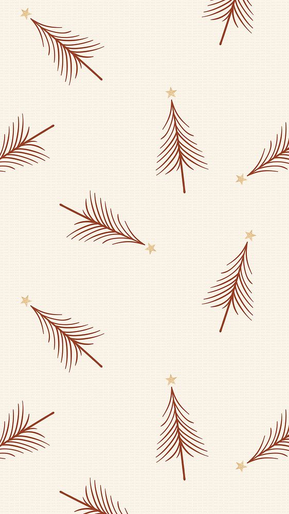 Cream Christmas phone wallpaper, cute doodle pattern