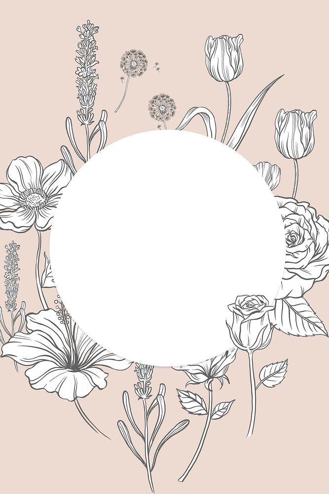 Aesthetic flower frame background, vintage botanical in beige
