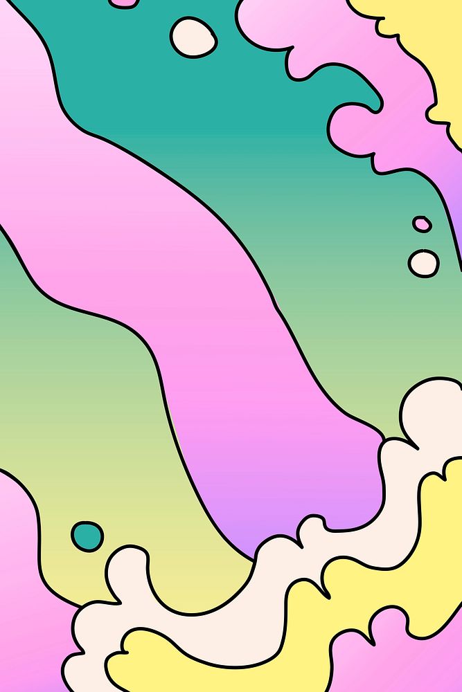 Colorful sea wave background, doodle design illustration vector