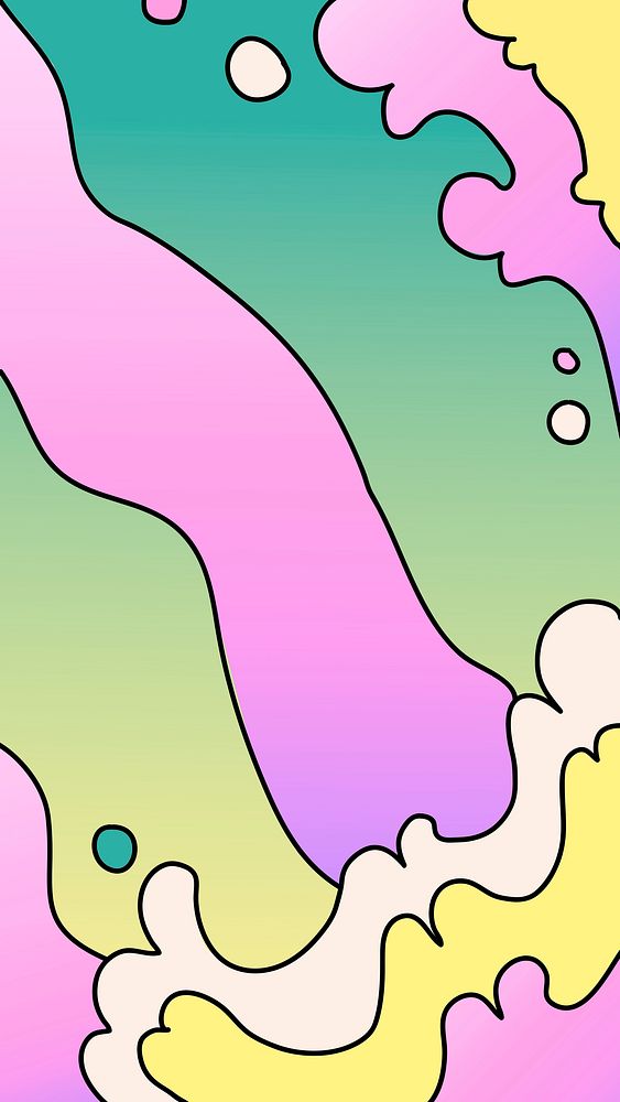 Abstract ocean wave iPhone wallpaper, colorful gradient vector
