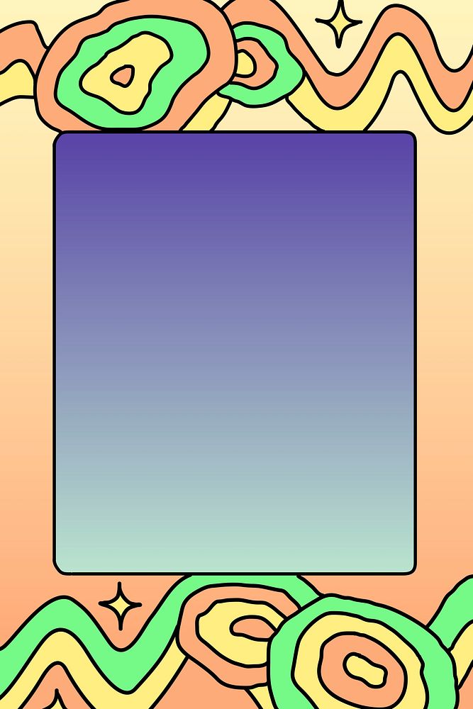Colorful frame doodle design gradient background psd