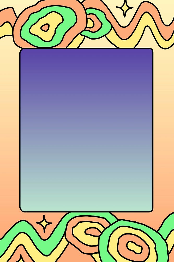 Colorful frame doodle design gradient background vector