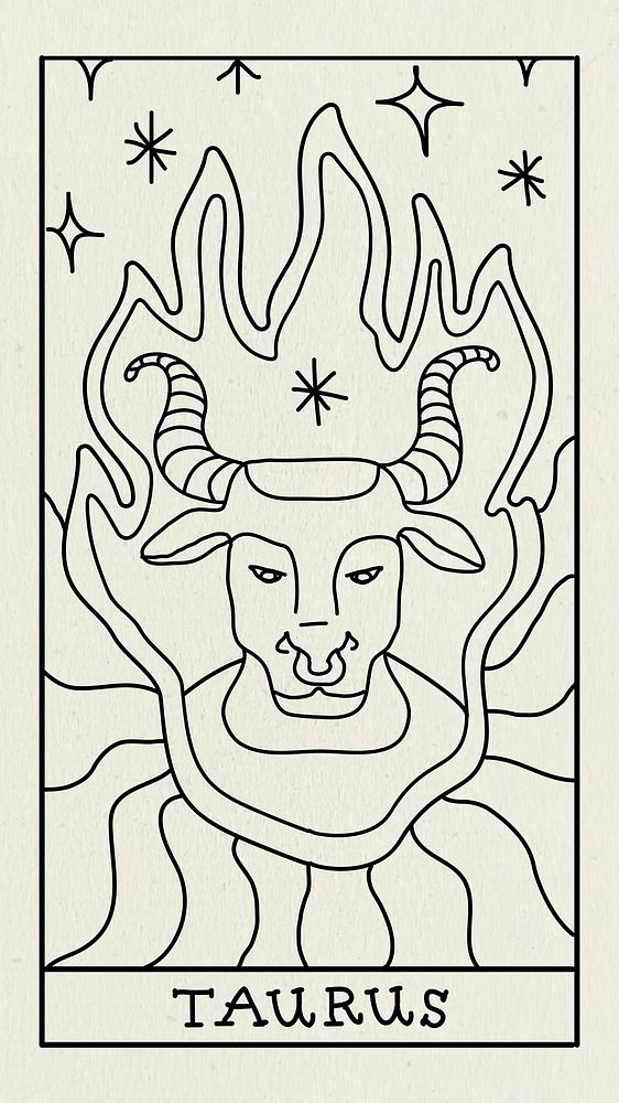 Taurus zodiac iPhone wallpaper, doodle design illustration psd